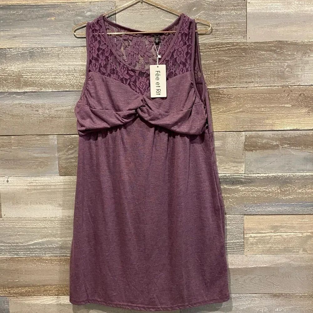Fee et Rit NWT purple twist front  dress 14